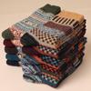 Men's Tribal Totem Retro Thick Socks - 5-10 Pairs, Mid-Tube, Warm for Autumn/Winter.