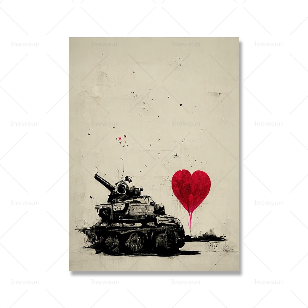 Граффити на улице Бэнкси Декоративная картина на холсте для девочек-смартфонов Художественный постер с абстрактными фигурами Фреска для украшения стен в комнате Печать