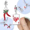 Original Copper Red Heart Playing Card Pendant Chili Pepper Bead Fit Bracelet Women Jewelry Diy Accessory Valentine Day Gift