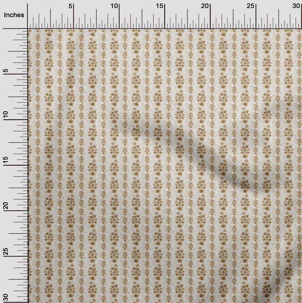 oneOone Cotton Flex Beige Fabric Floral Sewing Material Print Fabric By The Yard 40 Inch