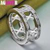 925 Sterling Silver AAA Zircon Roman Numerals Ring Charm Jewelry
