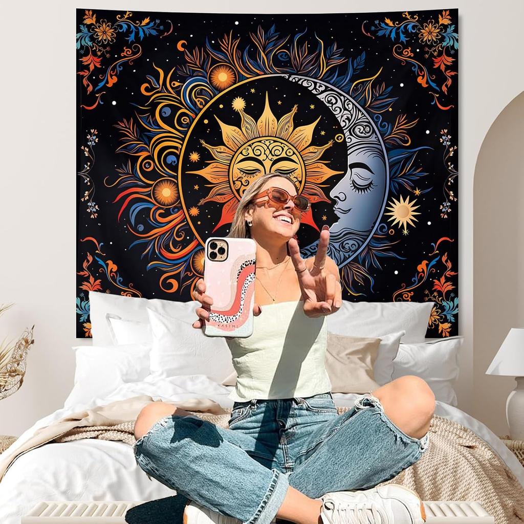 Apdidl Sun and Moon Boho Tapestry Hippie Mandala Tapestries Wall Hanging