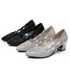 Women's Pointed and Airy Breathable Sandals with Rhinestone Mesh Single Shoes Fashionable and Multifunctional High Heels