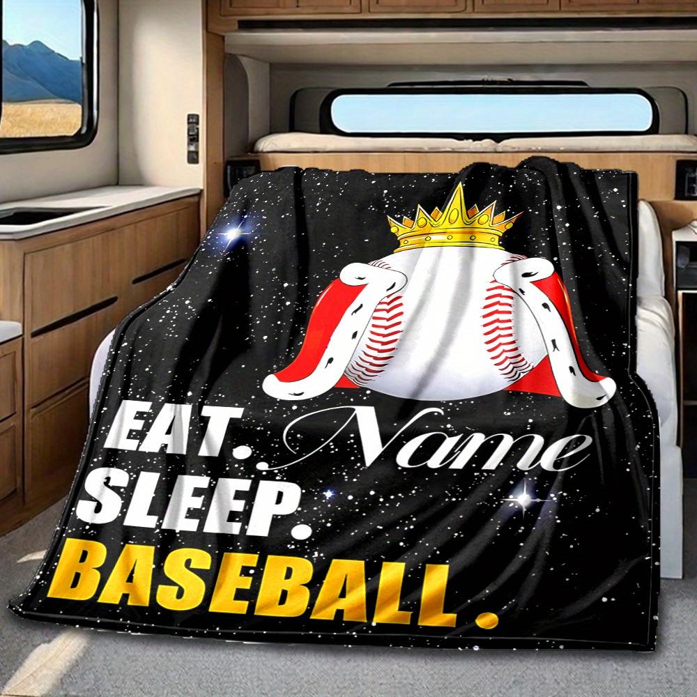 Baseball Player Silhouette With Personalized Name And Number Design Blanketcustomizable With Your Namecomfortable And Stylish Perfect For Travel Beds