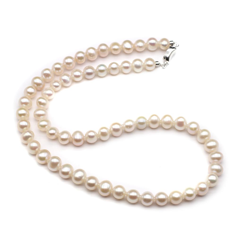 Women Necklace Warm White Pearl Necklace 7-8mm For Birthday Christmas Halloween Gifts 45cm