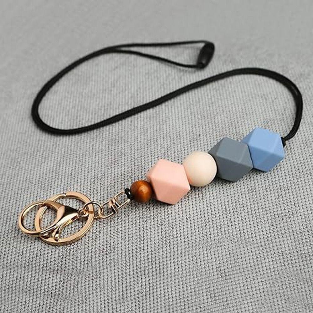 Breakaway Silicone Beaded Lanyard Anti-Lose Teacher Lanyards Creative ID Badges Lanyard  Great Gift