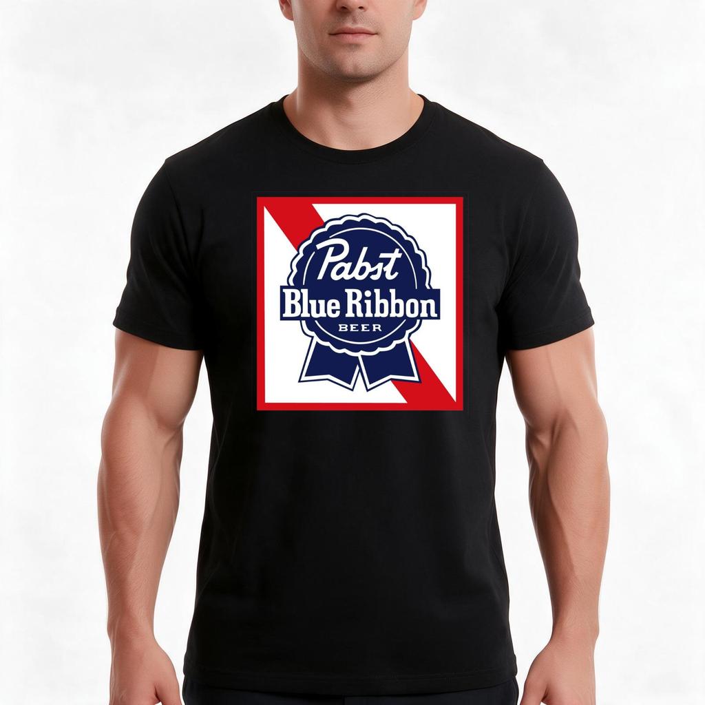 Pabst TShirt Summer Casual Cotton Tee Oversized Streetwear Tops Vintage Graphic Print Loose Fit Short Sleeve Cotton