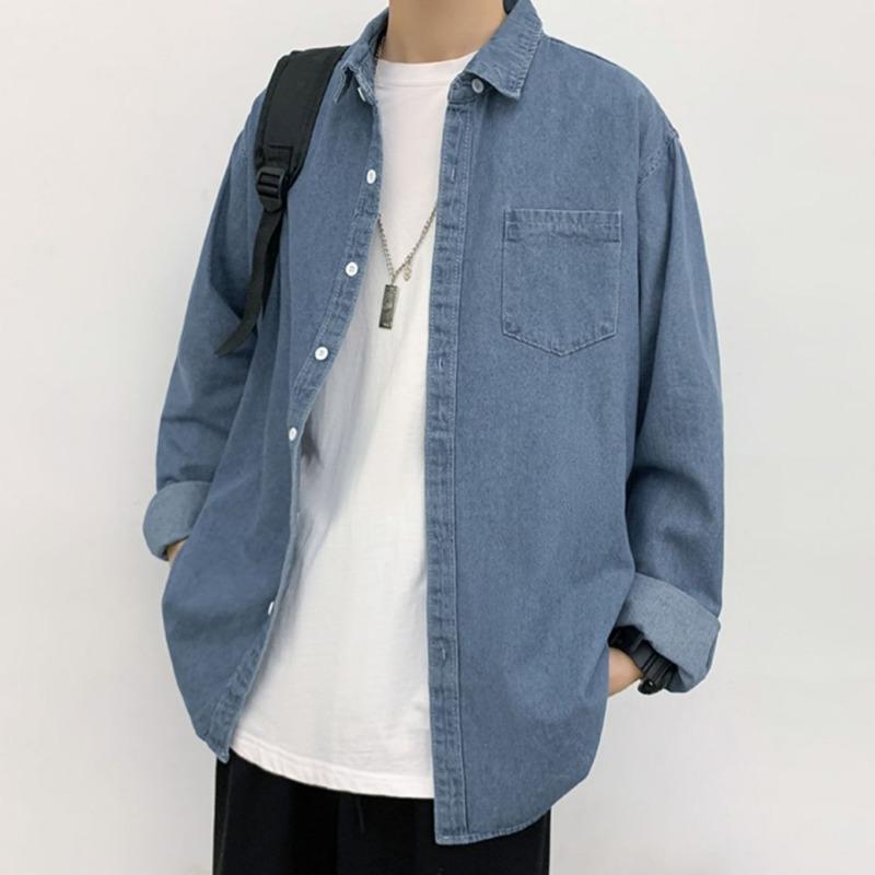 Весенняя новая мужская свободная повседневная классическая рубашка с длинным рукавом