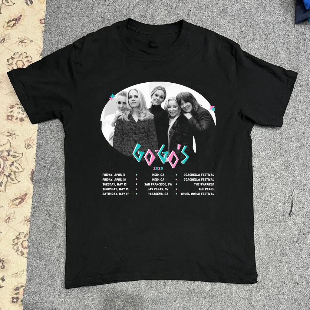 NEW The Go Go Band 2025 Tour Dates Poster Short Sleeve T-Shirt Size S-3XL