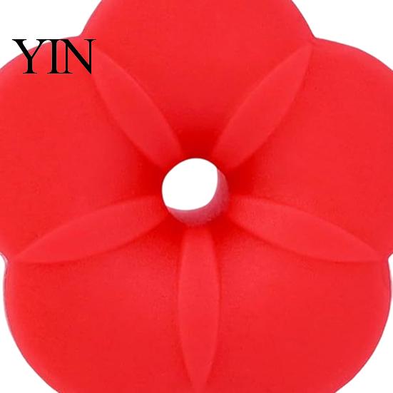 Elastic Hummingbird Feeder Nozzle 4PCS Replacement Parts, Simulated Red Flowers Shape, Universal Tool-free Repair Fit Silicone Waterproof Bird