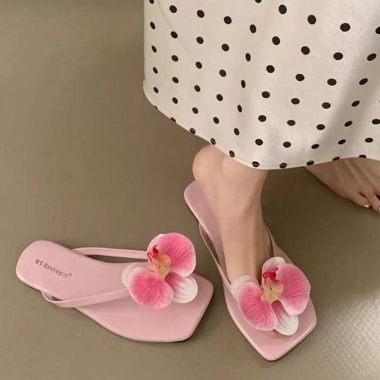 Модный Шик Фея - Стиль Цветок Шлепанцы | Акцент Орхидея, Мягкие и Удобные, Идеально подходят для Пляжного Отдыха и Повседневного Досуга
