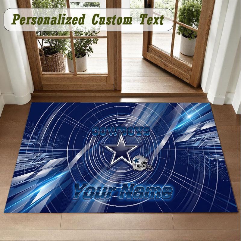 Crystal Velvet Square Rug Custom NameDallas Cowboys Pattern Non Slip Home Floor Decor Rug