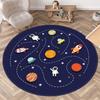 Круглый ковер-мат на космическую тему, коврик, украшение для дома, ковер для детской комнаты с рисунком астронавта, ракеты, планет, противоскользящий коврик для пола, ковер для спальни