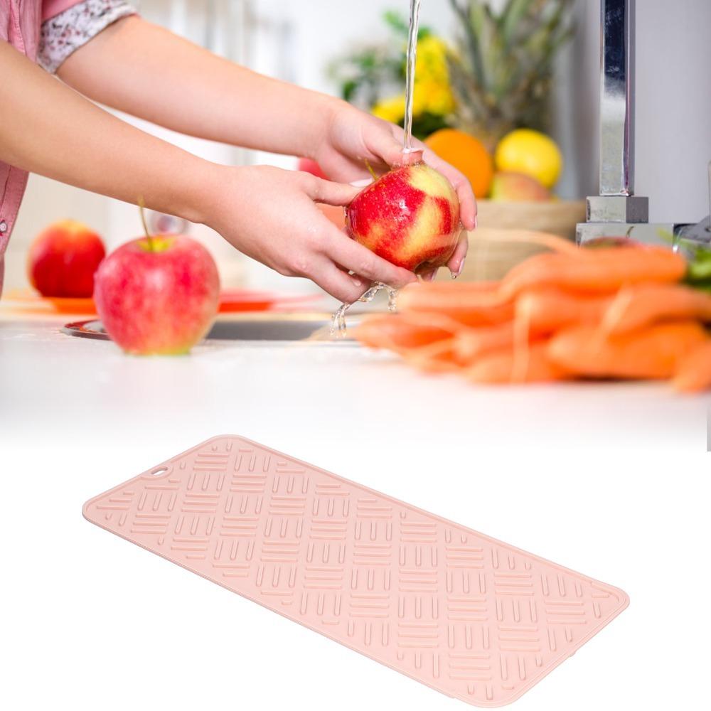 Multiple Optional Color Water Drying Pad Silicone Sink Anti-slip Cushion Tableware Mat Bathroom