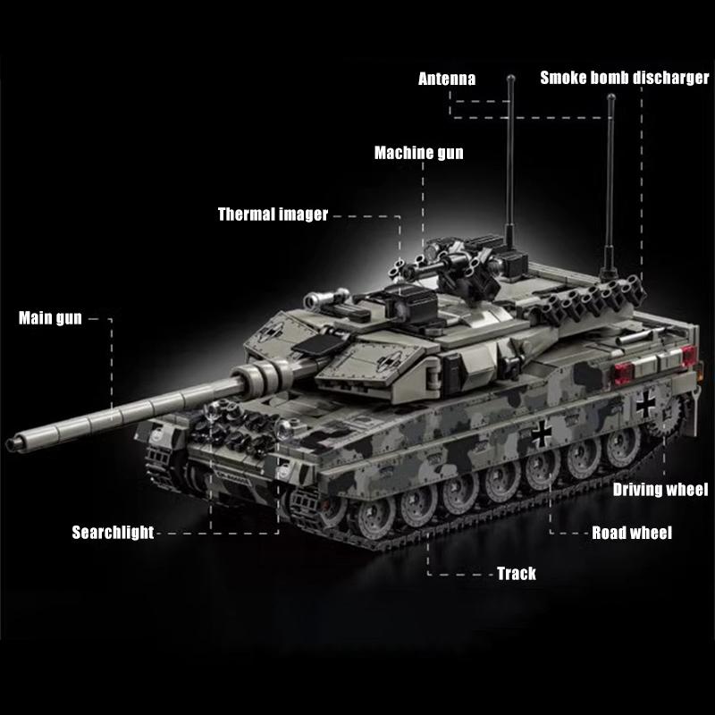Military WW2 Leopard 2A7 Heavy Tank Building Blocks Technical Merkava Main Battle Tank Army Weapons Bricks Toy For Children Gift