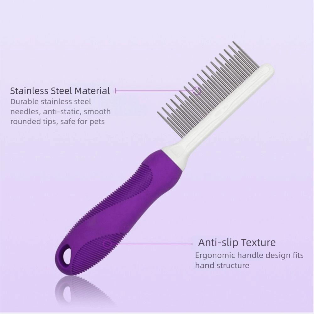 Long & Short Teeth Detangling Pet Comb Stainless Steel Small Pet Hair Brush  Cat Undercoat