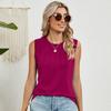 Летняя новая однотонная свободная майка без рукавов с круглым вырезом, повседневная женская футболка