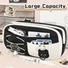 Black Cat Pen Bag Multi-layer Stationery Bag Cartoon Stationery Organizer  Student Gift