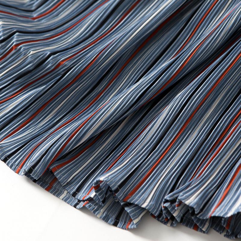 Design Sense Draped and Versatile Chiffon Pleated Stitched Denim Skirt In Spring, Thin and Irregular Medium Length A-line Skirt