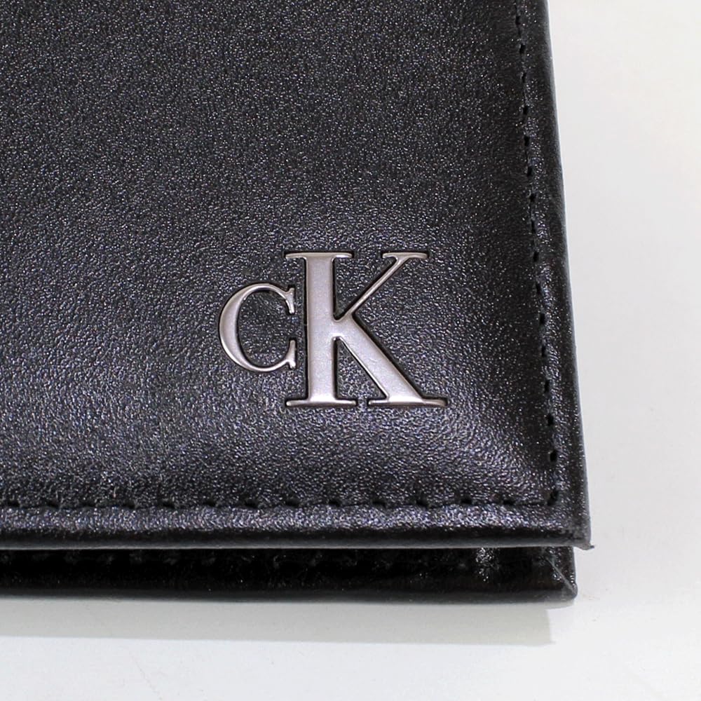 Кошелек с монетницей, настоящий логотип ck, монетница и 31KJ130003 [Calvin Klein] Двустворчатый кошелек, кожа, пластина, кошелек, мужской женский, (ЧЕРНЫЙ) [Использовал]
