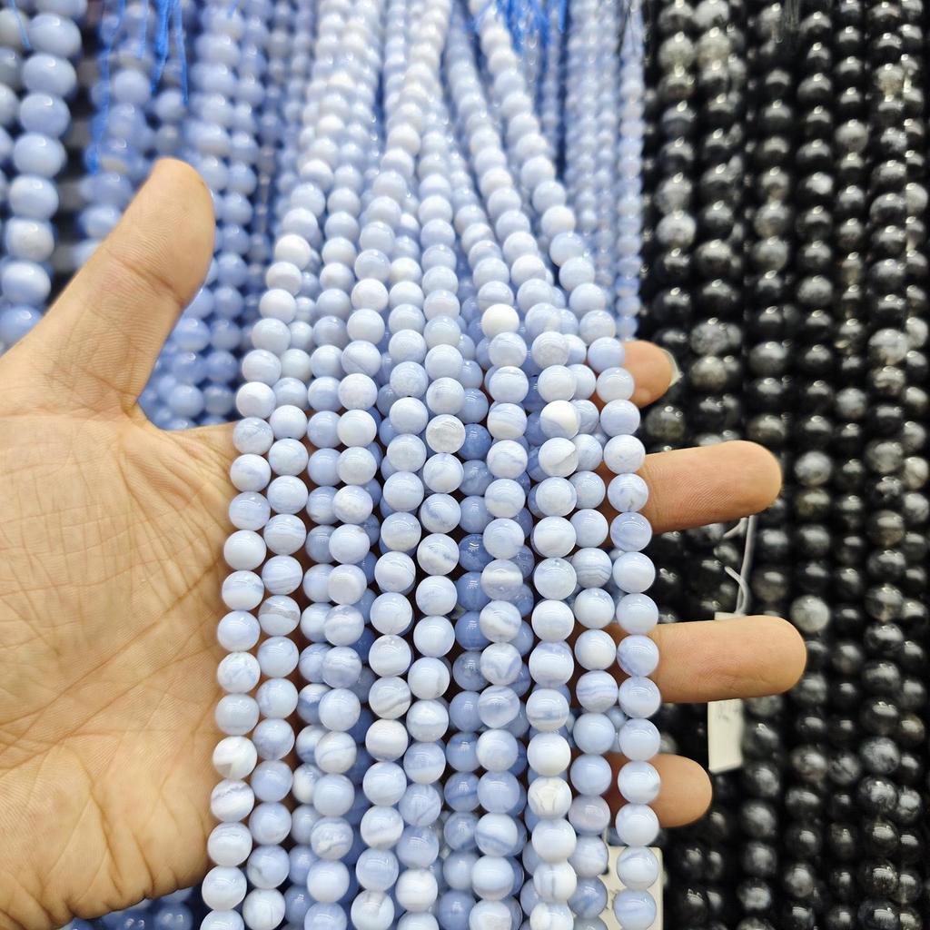 Серия «Синий» Бусины из натурального камня Аквамарин и Голубой кружевной агат для изготовления украшений своими руками