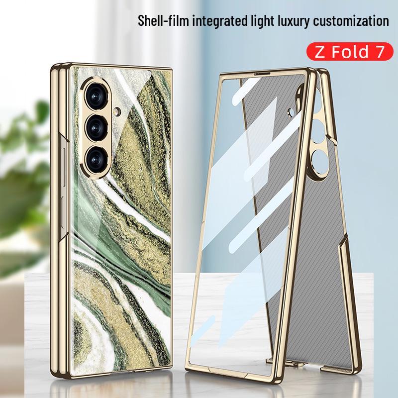 Складывающийся чехол Samsung Z Fold7 Мрамор: Стильная и модная стеклянная крышка для женщин