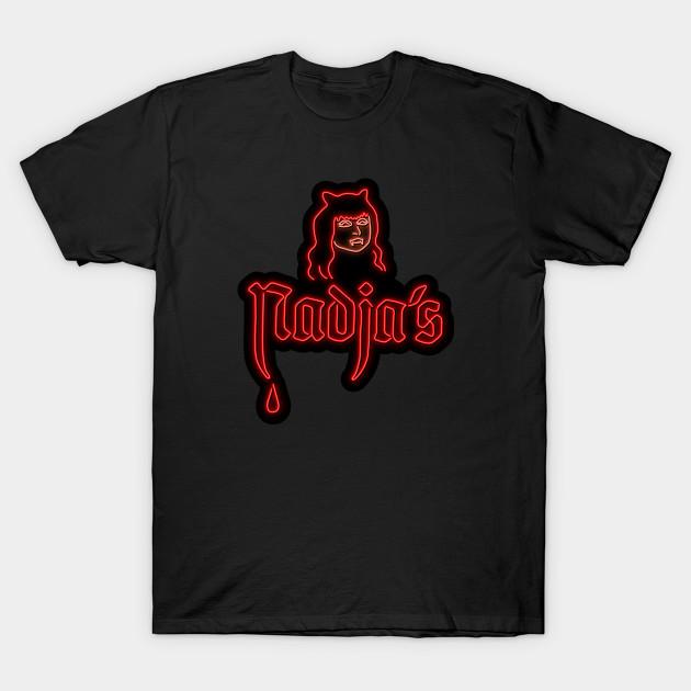 Men Black Print T-shirt Nadja'S - Vampire Night Club No-Cut Heat Transfer Print Cotton Tshirt
