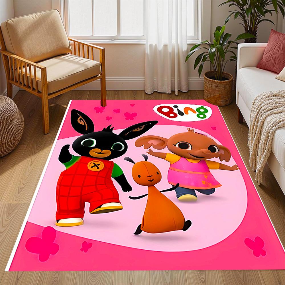 Bing Bunny Colorful Adventure Themed Anti-Slip Rugs - Polyester Home Decor, Suitable for Bedrooms, Living Rooms, Doorways, Studios, and Decorations