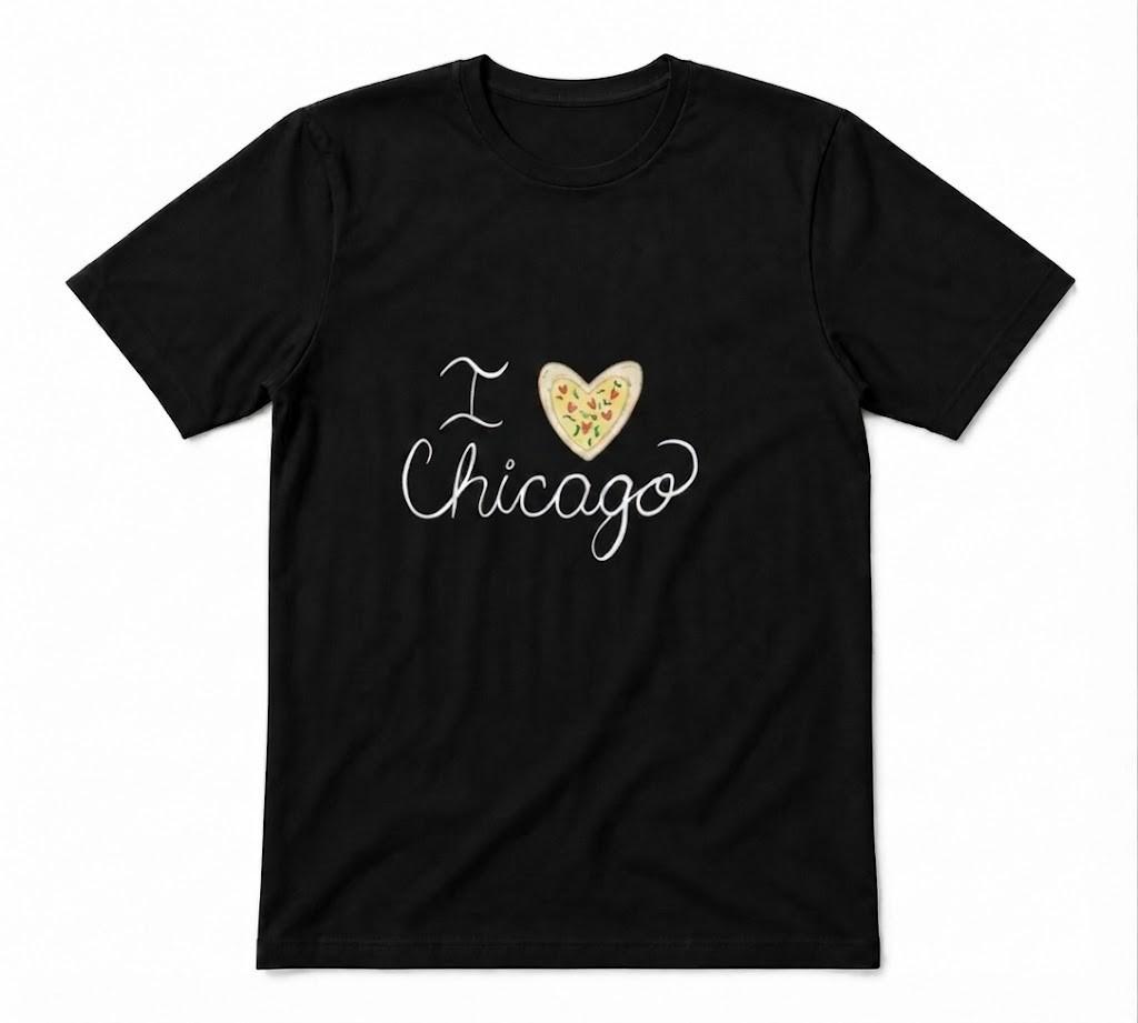 I Love Chicago Town Love Chicago American Graphic Tee Unisex Black T-shirt