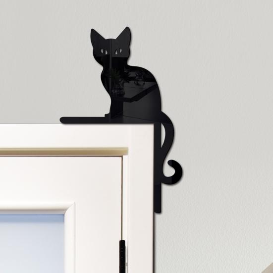 Mirror Effect Wall Sticker Creative Non-fading Home Decoration Halloween 3D Cute Cat Door Frame