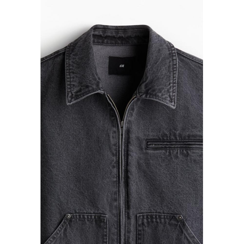 Куртка HM deniM свободного кроя, темно-серая, деним