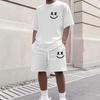 Smiley Face Print 2026 Short-Sleeve Tee & Shorts Set - Sports/Casual