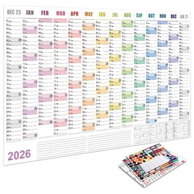 Новый Настенный Календарь на 12 Месяцев 2026 Настенный 30x20 дюймов Расписание Тренировок Без Ламинации со Стикер-Наклейками Годовой Планировщик Для Офиса