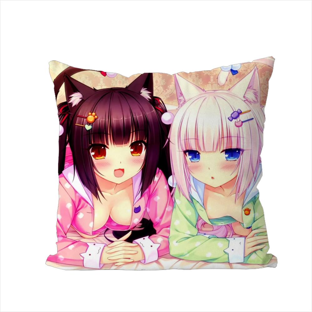 Наволочка NekoPara для Автомобиля Дивана Декоративная Домашняя Двусторонняя Печать Плюшевая Квадратная Подушка-Бросок Чехол