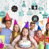 Happy 16th Birthday Party Hanging Swirls Streams Ceiling Decorations, Celebration Sweet 16 Foil Hanging Swirls with Cutouts for 16 Years Teal Silver