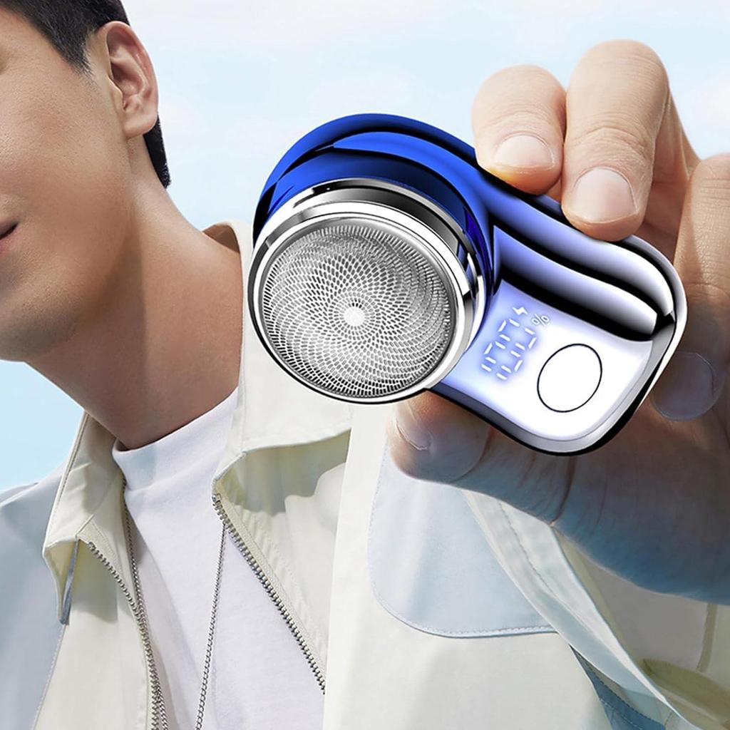 Мини-электробритва с цифровым дисплеем для мужчин, портативная легкая моющаяся перезаряжаемая беспроводная электрическая бритва для лица, триммер для бороды