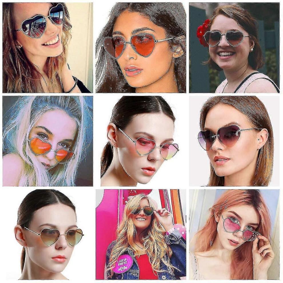Heart Sunglasses Women Polarized Metal Frame Trendy Cute Heart Shaped Sunglasses Uv400 Protection