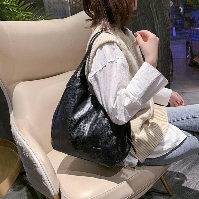 Women's Bags European And American Soft Leather Shoulder Bags Ladies All Match Shoulder Bags Simple Portable Tote Bags