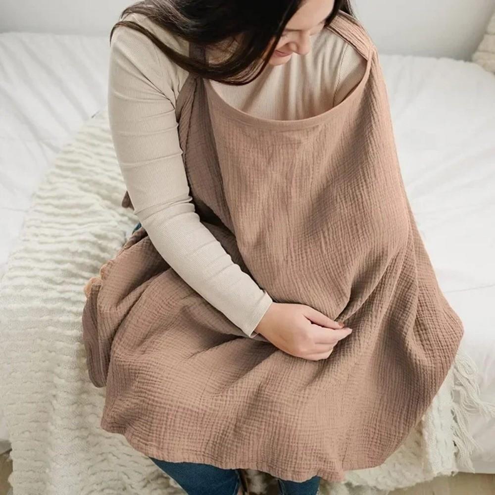 Breathable Cotton Breastfeeding Towel With Pockets Breastfeeding Shawl Nursing Cover For Women