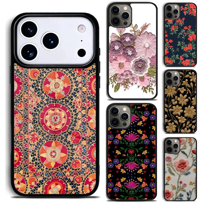 Вышивка Цветы мягкий чехол для телефона для iPhone 17 16 15 14 13 12 11 Pro Max Plus 17Air Мягкий силиконовый чехол