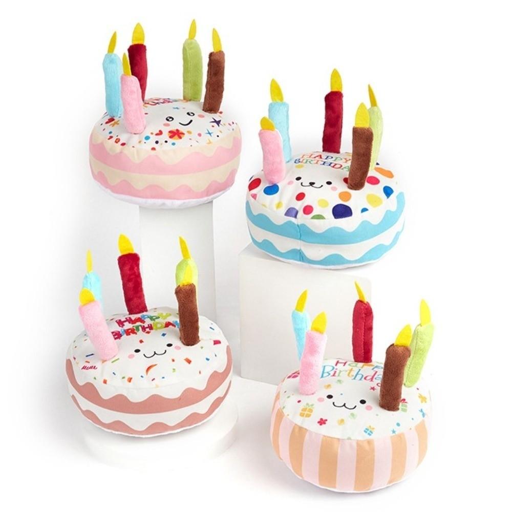 New Birthday Cake Dog Bite Resistant Interactive Sound Making Puppy Teething 16cm Gnaw Party Decor