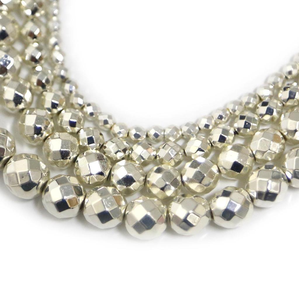 Gold Silvers Faceted Round Black Hematite Natural Stone 4/6/8/10mm Spacer Loose Beads For Jewelry Making