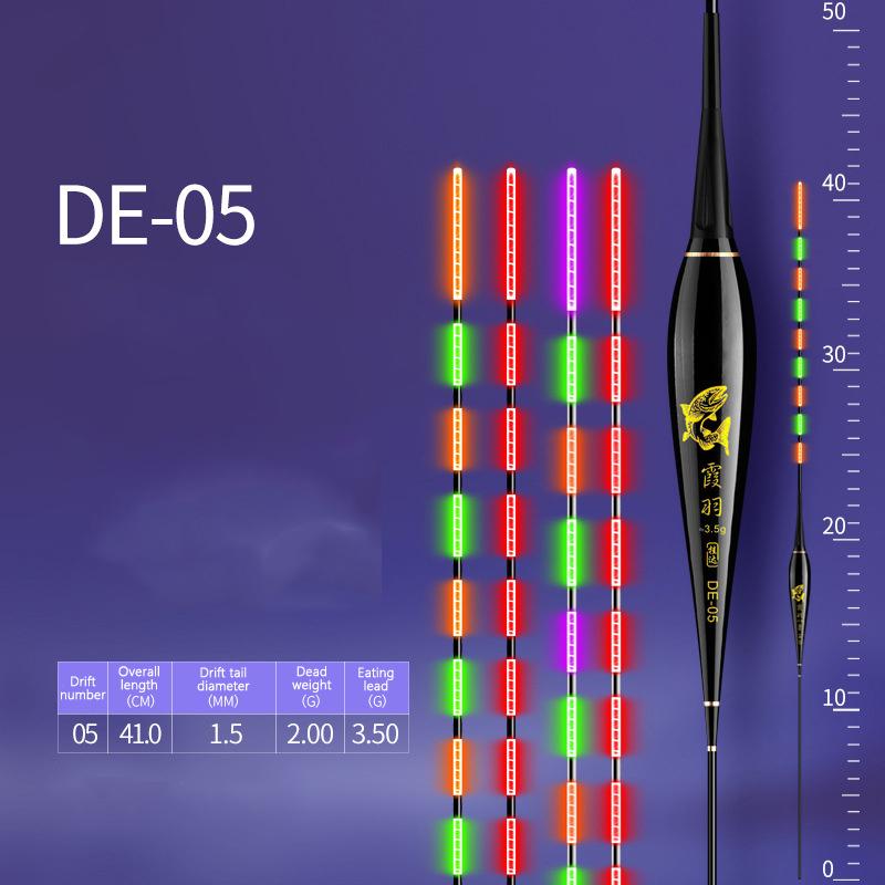 Smart Led Fishing Float 2Light Highly Sensitive Remind Buoy Gravity Sensor Glowing Electric Night Fishing Long Tail Float