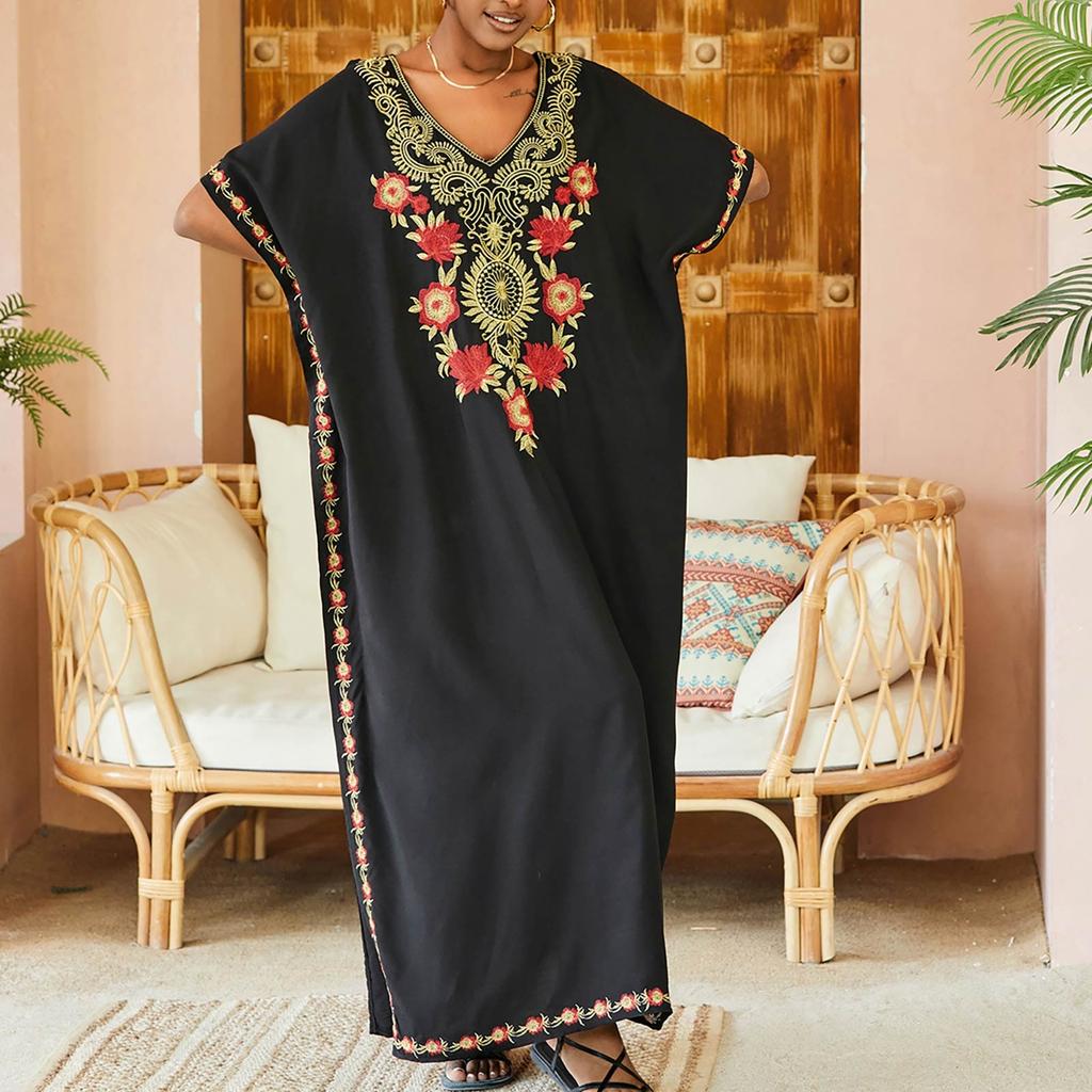 Embroidered Long Dress, Beach Blouse, Robe, Seaside Vacation Dress, Swimsuit And Sun  Clothing For Women