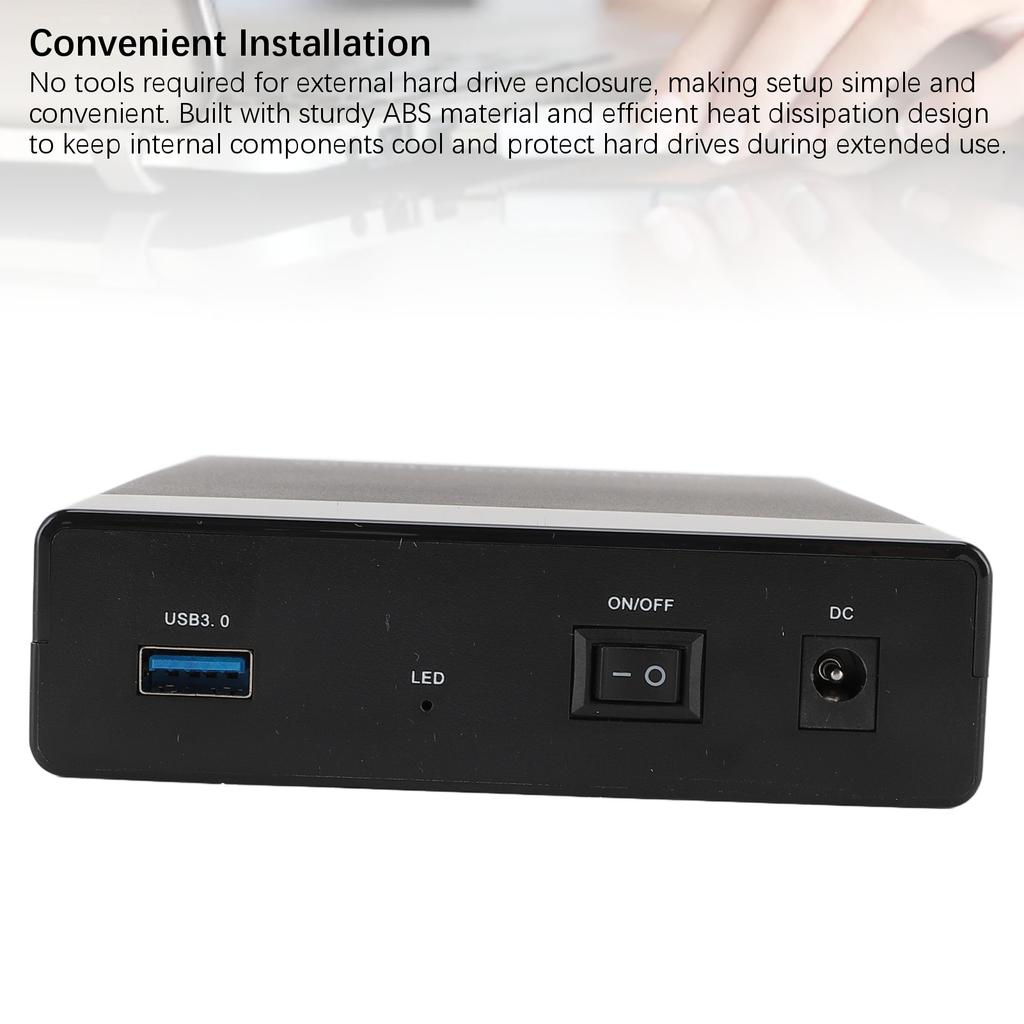 Hard Drive Enclosure 16TB 5Gbps USB3.0 Plug and Play External Hard Drive Enclosure for 2.5 3.5 Inch