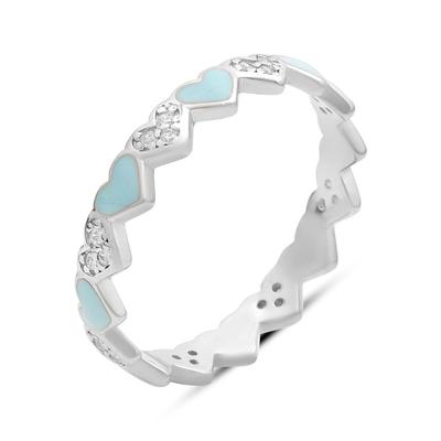 Серебряное кольцо с фианитами, емаллю, вес изделия 1,71 гр (60002260)
