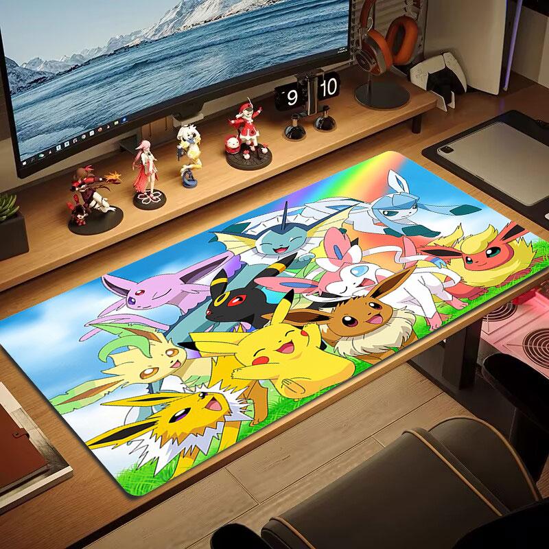 Cartoon Pokemon Mouse Pad, Large Gaming Desk Mat, Non-slip XXL Mousepad for Laptop & Tablet, Mini PC Playmat with Stitched Edges