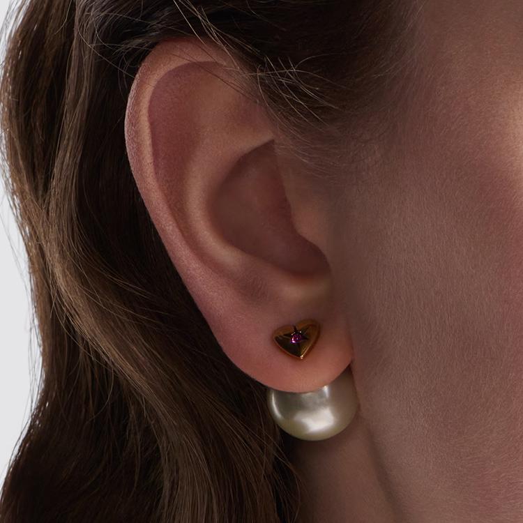 Dior Металлические серьги с узором в виде сердец Женские серьги Золото Белый E3292WOMCY