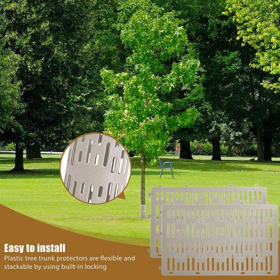 6 Pcs Tree Trunk Guards Reusable Trunk Protector Easy Assembly Tree Bark Guard Wrap for Protecting Trees from Animals Lawn Mowers