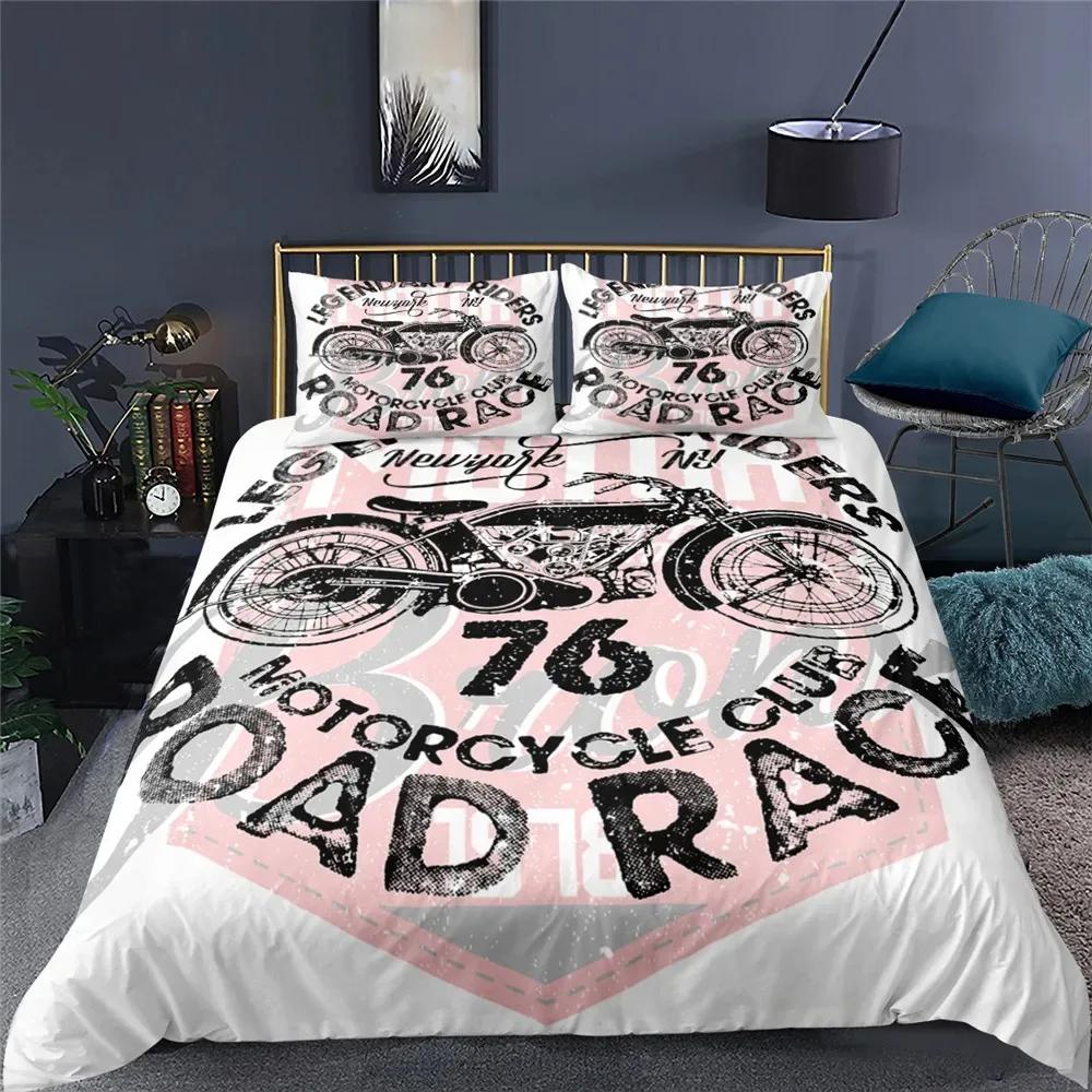 3D Motorcycle Skull Duvet Cover Set Full Queen King Size Polyester Bedding Set Double Single Comforter Cover Set For Adult Teens